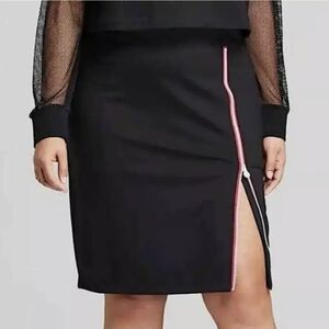 Hunter M Target Knit Skirt Black Red Racing Stripe Zipper Mini